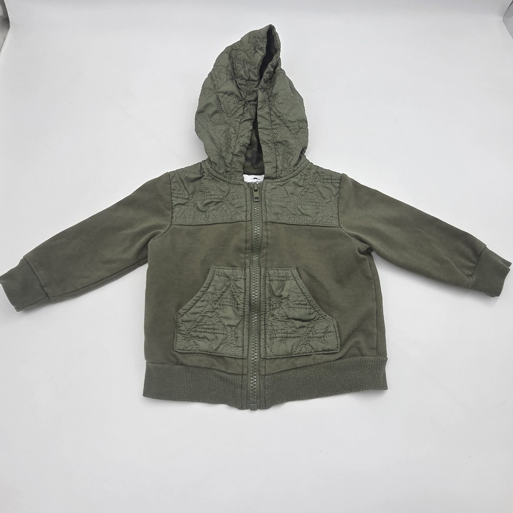 Tommy Bahama Sweatshirt Baby Boy 12M Green Quilted Goose Hoodie Zip-up Jacket